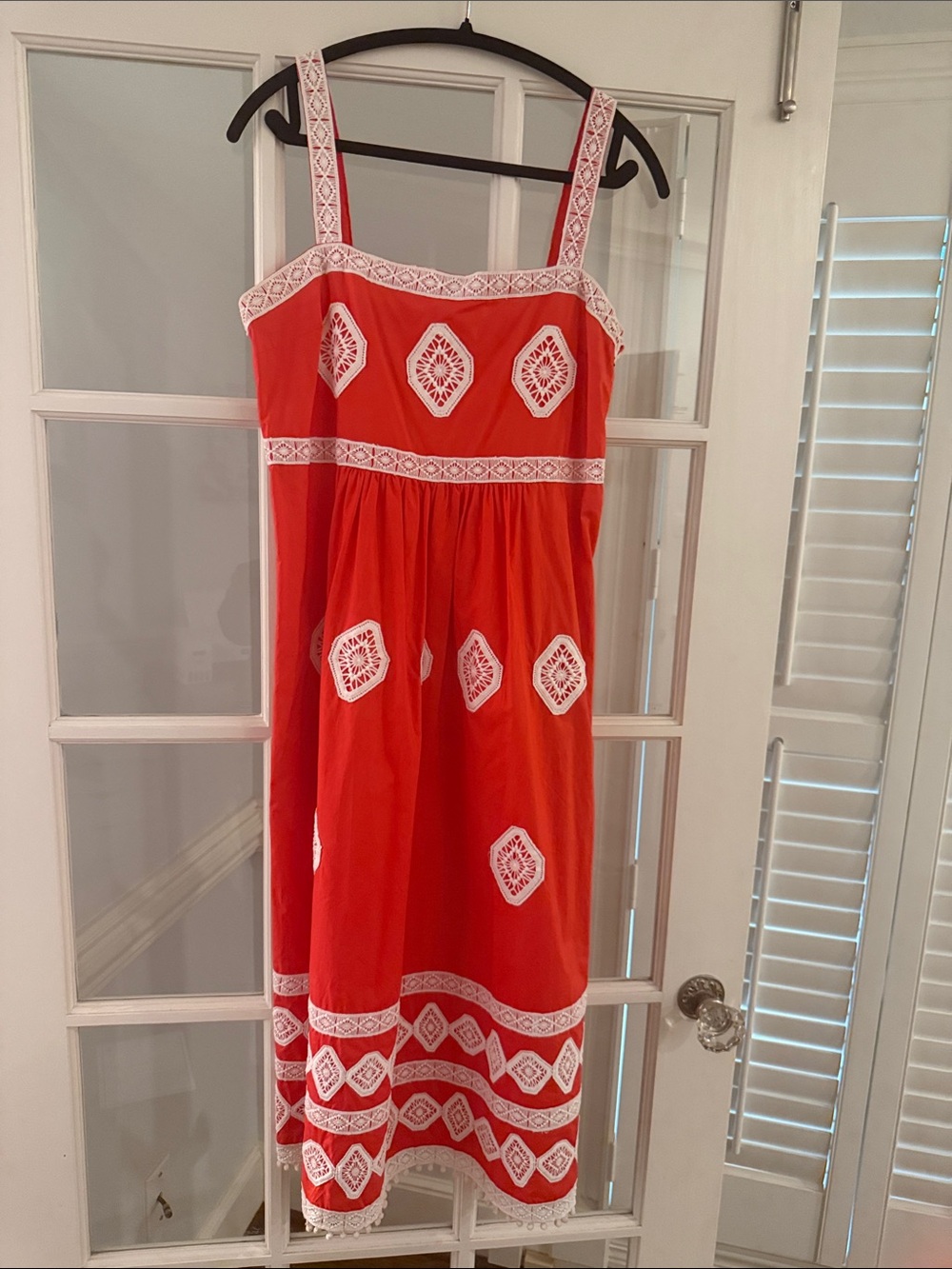 Tyler Boe Red Sundress with White Embroidery